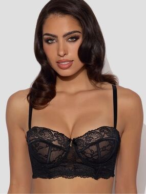 NWT Lace Push-Up Longline Balconette Bra | Black | Multiple Sizes!